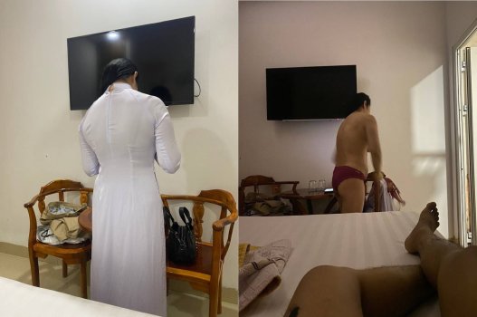 Thầy giáo thoải mái vào nhà nghỉ dạy học bổng